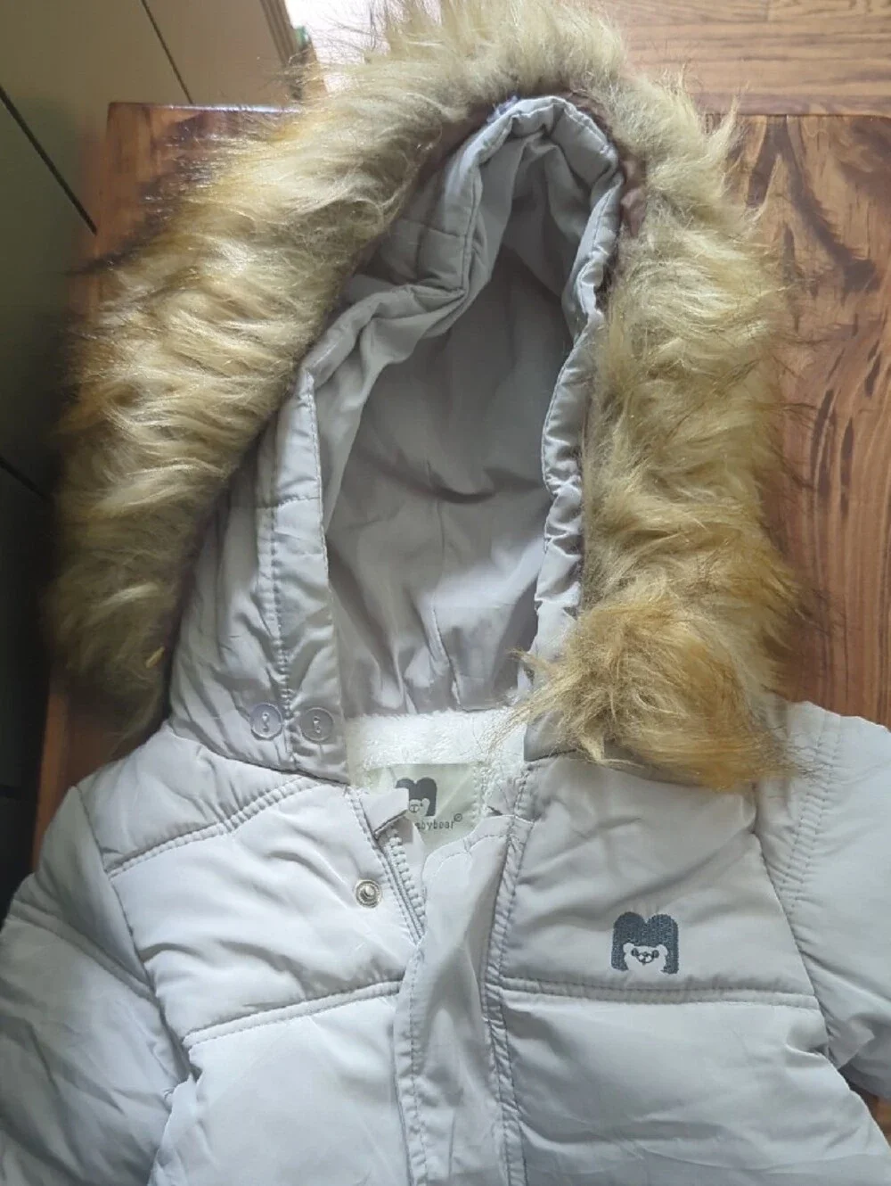 Unbranded Kids Light Gray Puffer Snowsuit with Hood